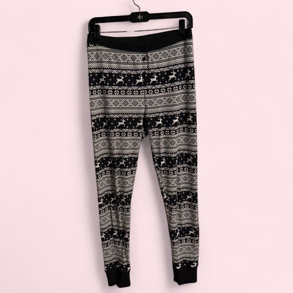 Old Navy Leggings Womens M Black Fair Isle Thermal Base Layer Pajamas